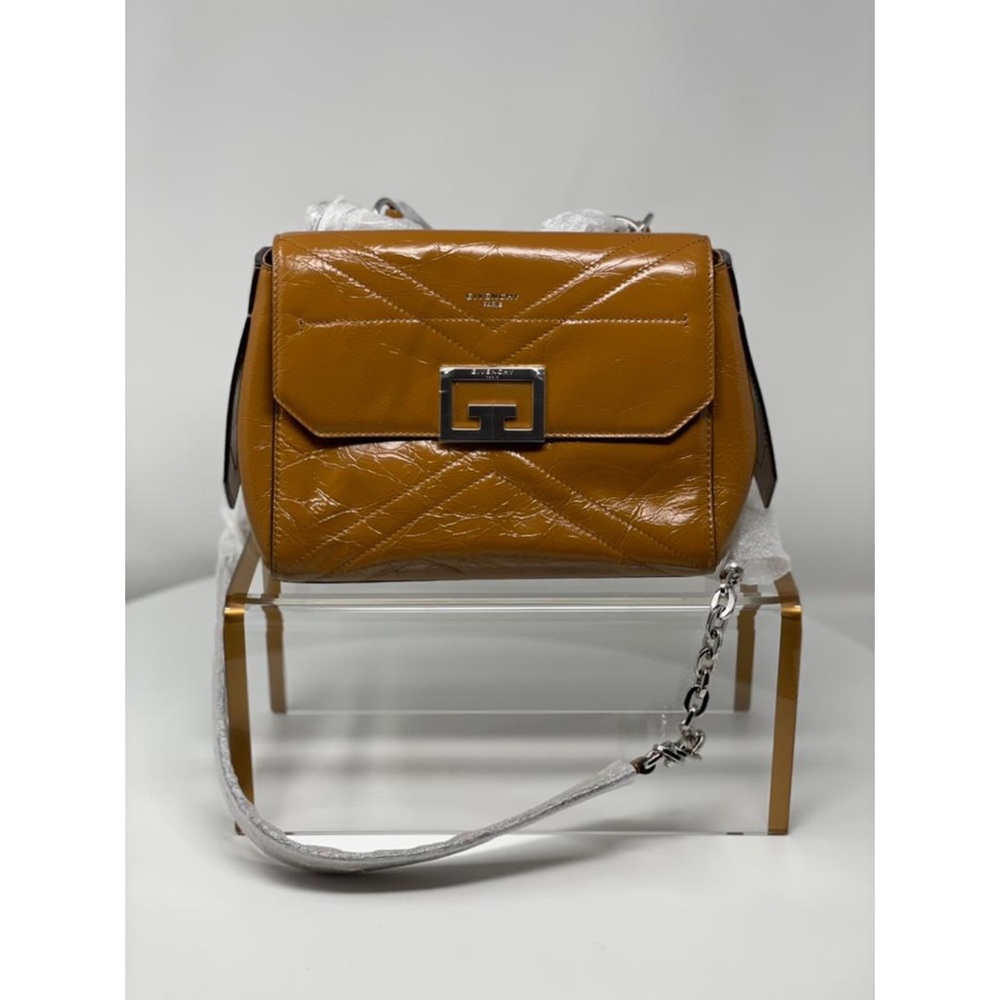 Sold out! Givenchy Creased Patent Calfskin Small ID Flap Tan Crossbody Bag
